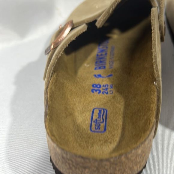 BIRKENSTOCK BOSTON OILED LEATHER IN TOBACCO BROWN MULES NWT - Picture 9 of 12